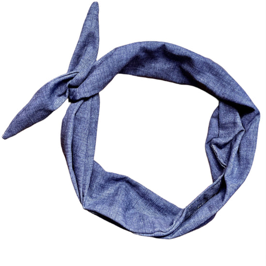 Amanda Bright Designs Tie Headband for women Dark wash denim