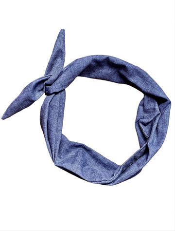 Amanda Bright Designs Tie Headband for women Dark wash denim