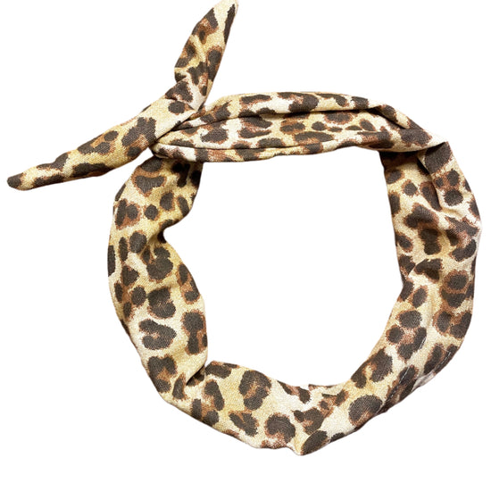 Amanda Bright Designs Tie Headband in Leopard Denim Print Animal Print