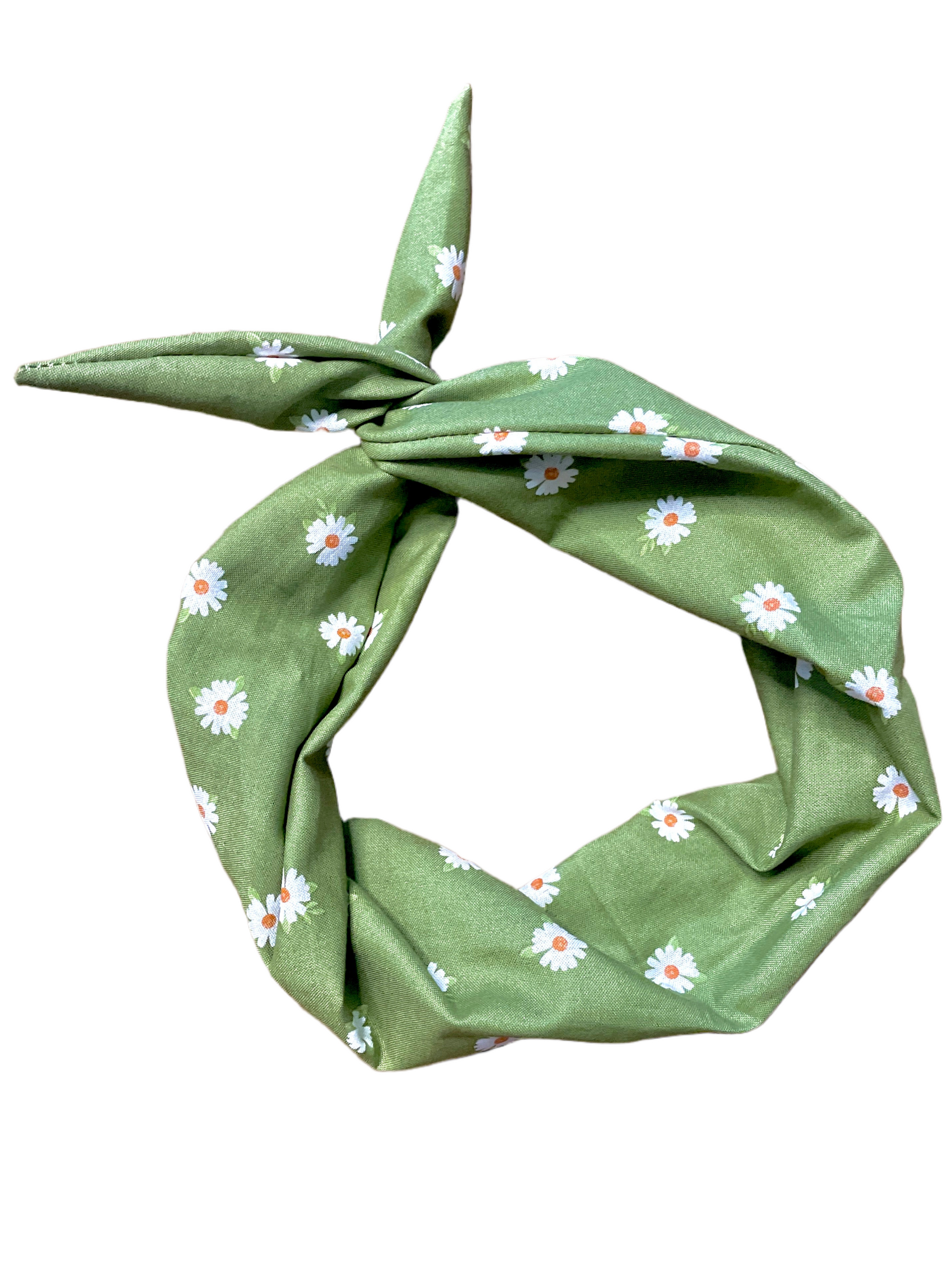 Amanda Bright Designs The Original Tie Headband Green Daisy headband for women