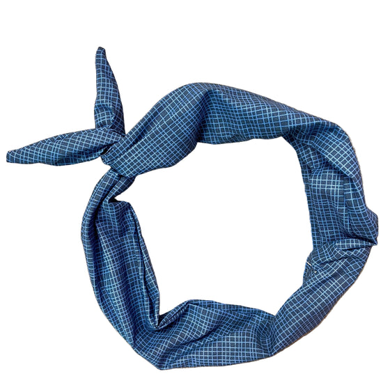 Blue checkered headband Amanda Bright Designs