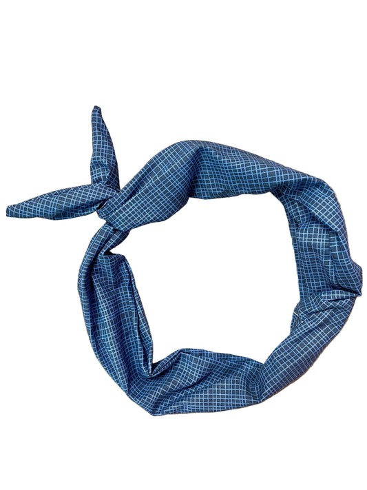Blue checkered headband Amanda Bright Designs