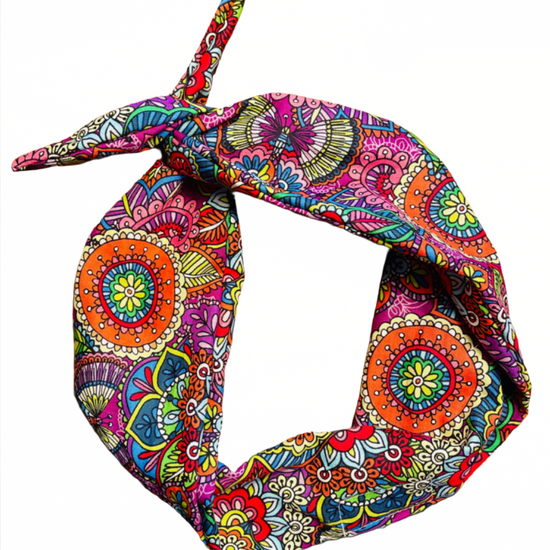 Amanda Bright Designs Original Tie Headband Hippie Multicolor 1960s Mod 