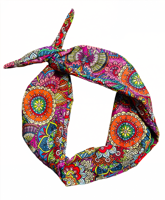 Amanda Bright Designs Original Tie Headband Hippie Multicolor 1960s Mod 