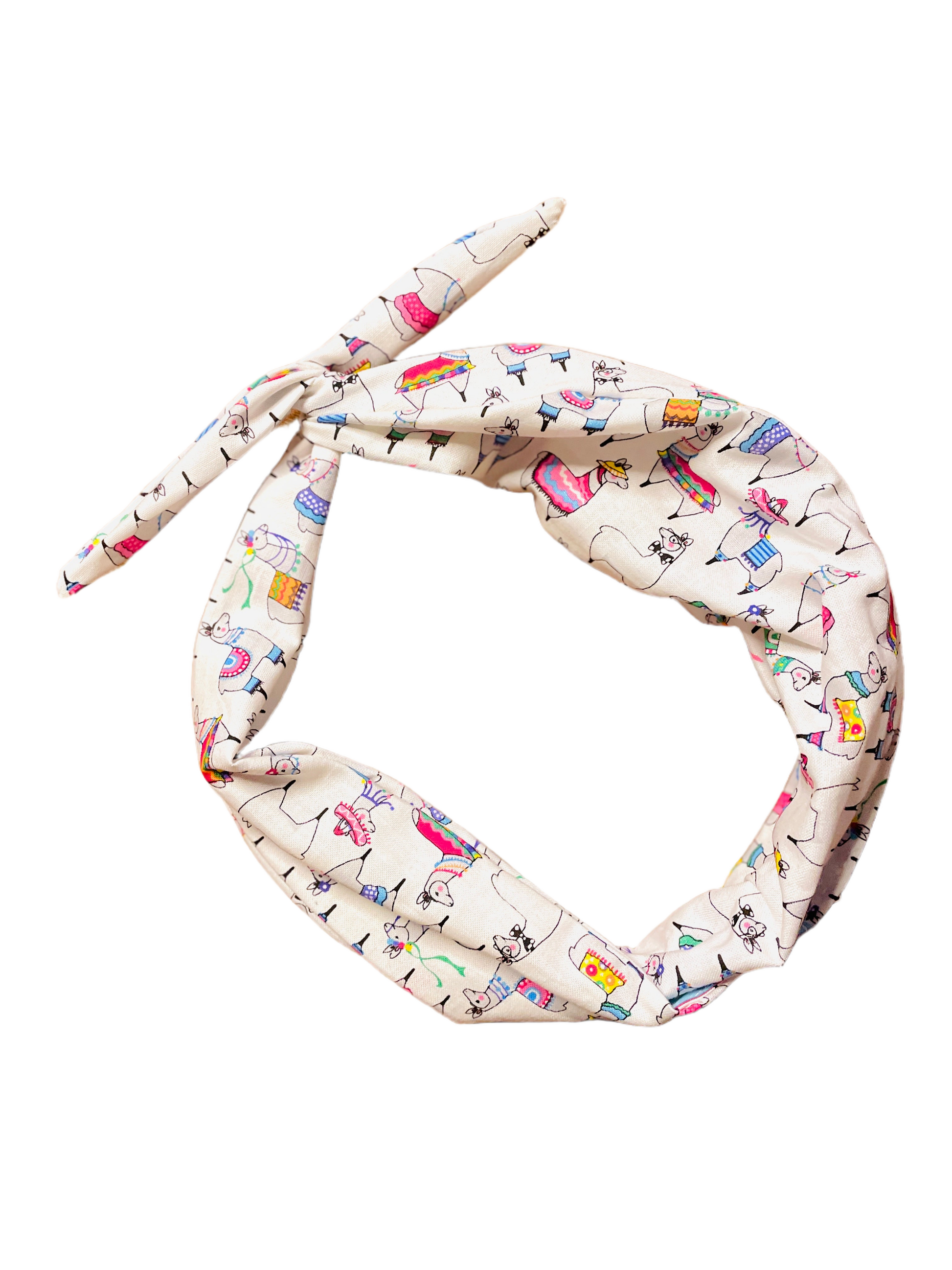 Amanda Bright Designs The Original Tie Headband Fiesta Party Llama pattern