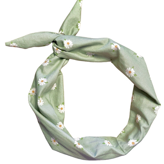 Amanda Bright Designs Original Tie Headband Soft Green Daisy