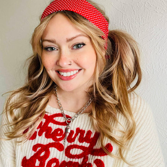 Amanda Bright Designs Tiny Hearts on red headband