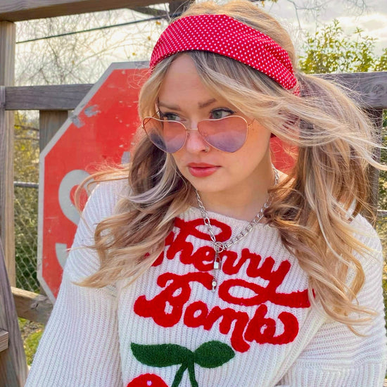 Amanda Bright Designs Tiny Hearts on red headband