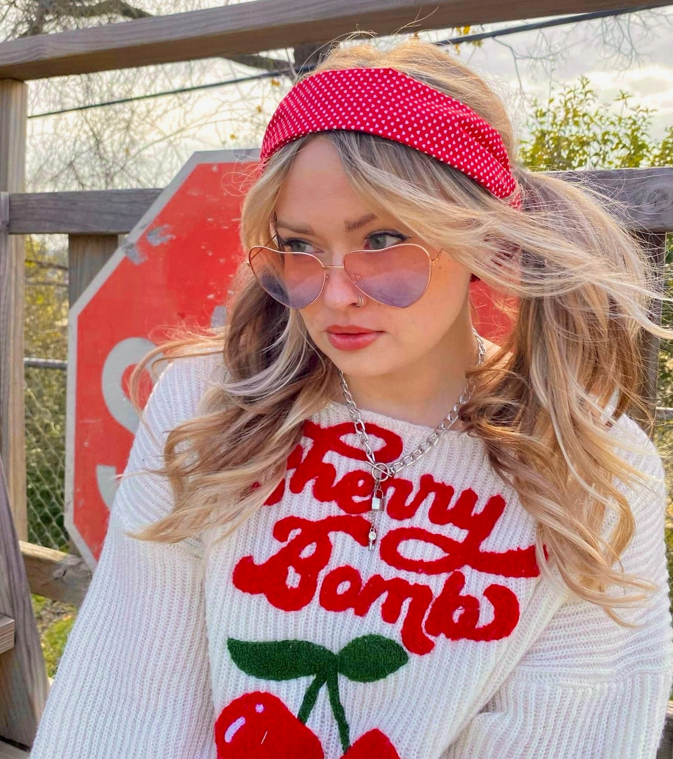 Amanda Bright Designs Tiny Hearts on red headband