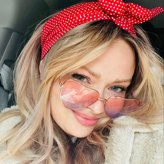 Amanda Bright Designs Tiny Hearts on red headband