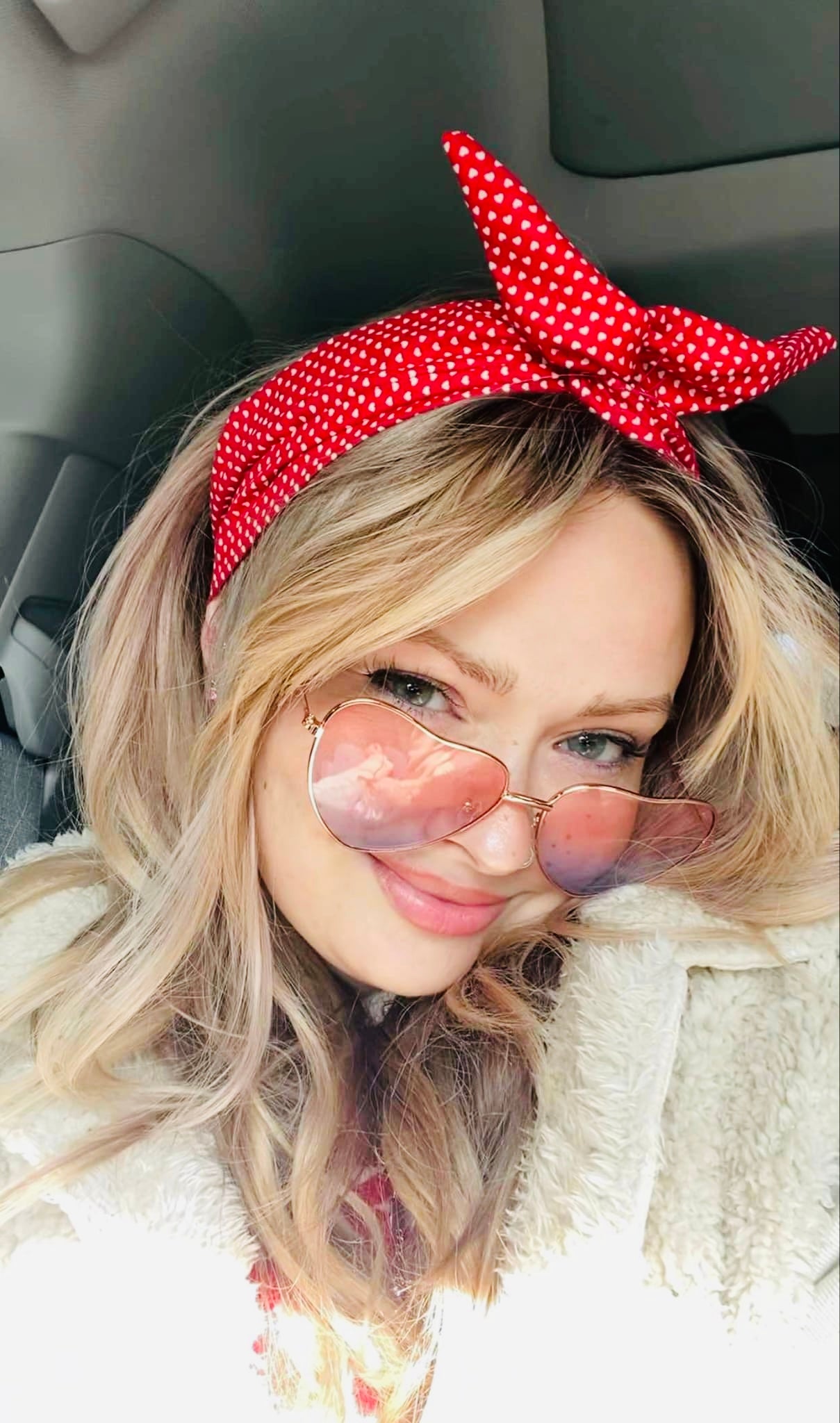 Amanda Bright Designs Tiny Hearts on red headband