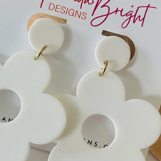 Amanda Bright Designs white flower mod earrings