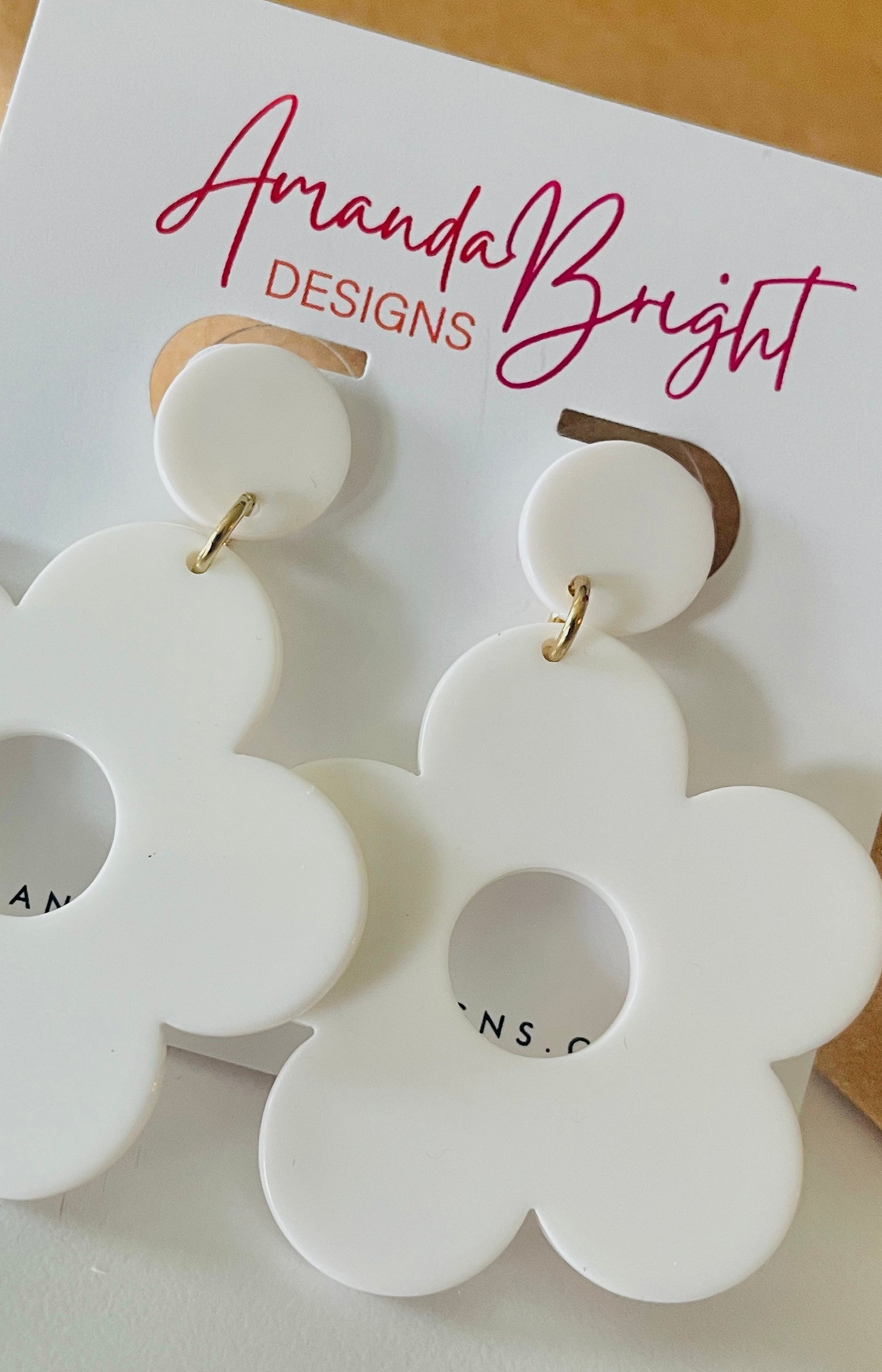 Amanda Bright Designs white flower mod earrings