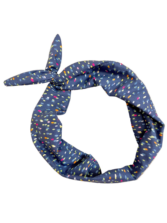 Amanda Bright Designs original tie headband blue confetti headband for women