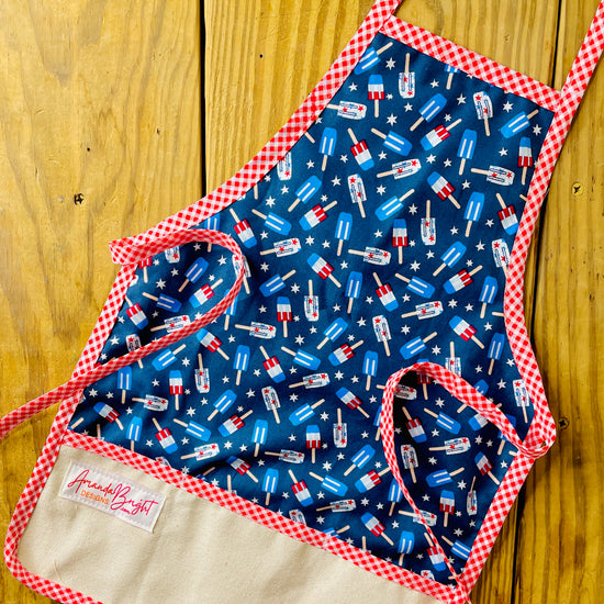 Amanda Bright Designs Children's Patriotic Popsicles Apron USA Fireworks 4th of July