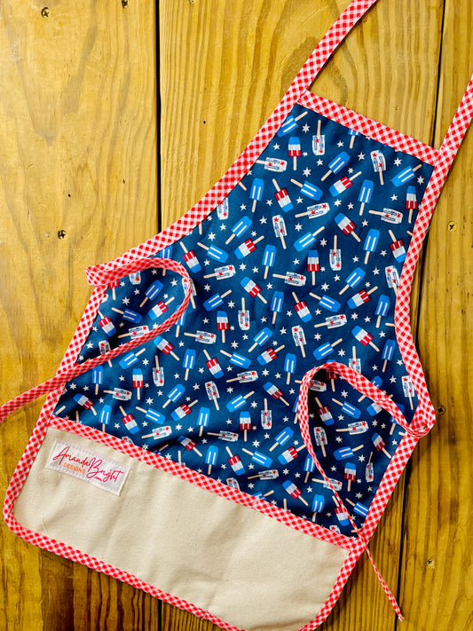 Amanda Bright Designs Children's Patriotic Popsicles Apron USA Fireworks 4th of July