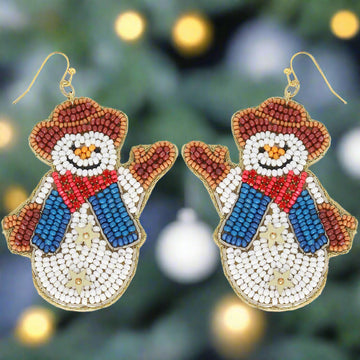 Cowboy Snowman Seed Bead Earrings