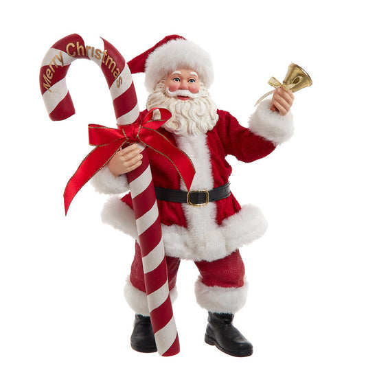 10.5" Fabriché™ Santa With Oversized Candy Cane