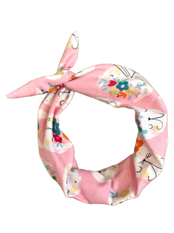 Pink fabric headband with floral and cat print headband for cat ladies cat lovers