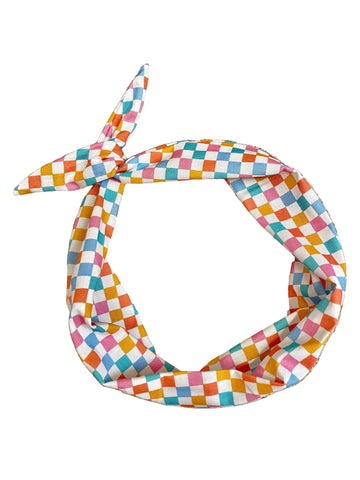 colorful checkered headband for women of all ages by Amanda Bright Designs