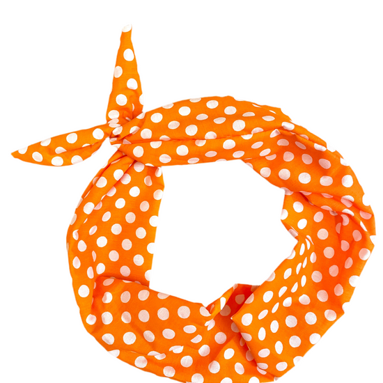 Amanda Bright Designs orange polkadot headband for women summertime vacation vibes