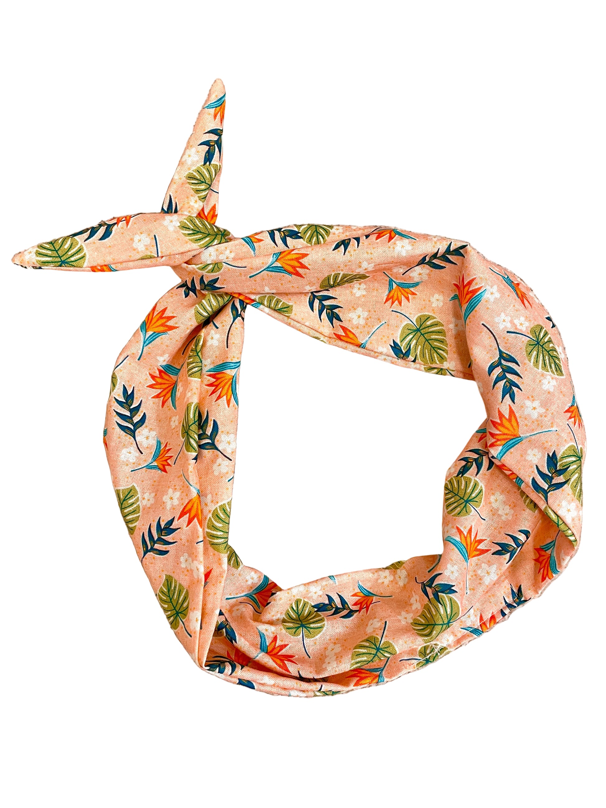peach palms headband in peach and green for vacation Florida beach trips by Amanda Bright Designs Original Tie Headband