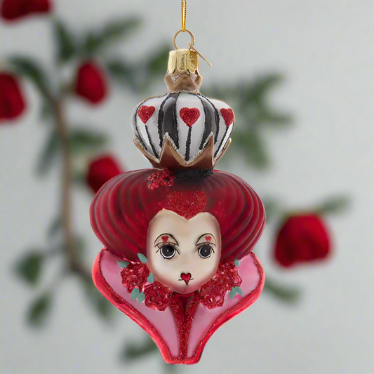 Noble Gems™ Glass Queen Of Hearts Head Ornament