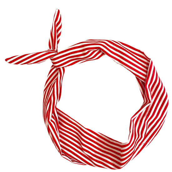 Amanda Bright Designs candy stripe retro red and white stripe beach headband for women