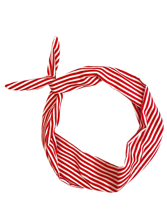 Amanda Bright Designs candy stripe retro red and white stripe beach headband for women