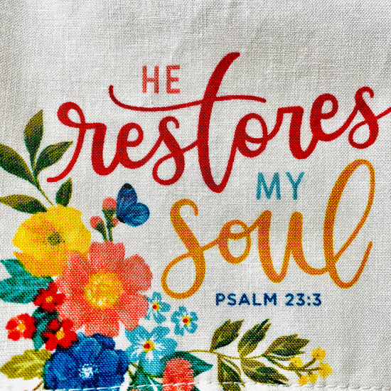 Amanda Bright Designs Faith in God Apron Prayer Thankful Thanks Scripture Restoration Soul Bible Cotton Kitchen Cooking Baking Crafting Crafter Apron Fabric Pattern