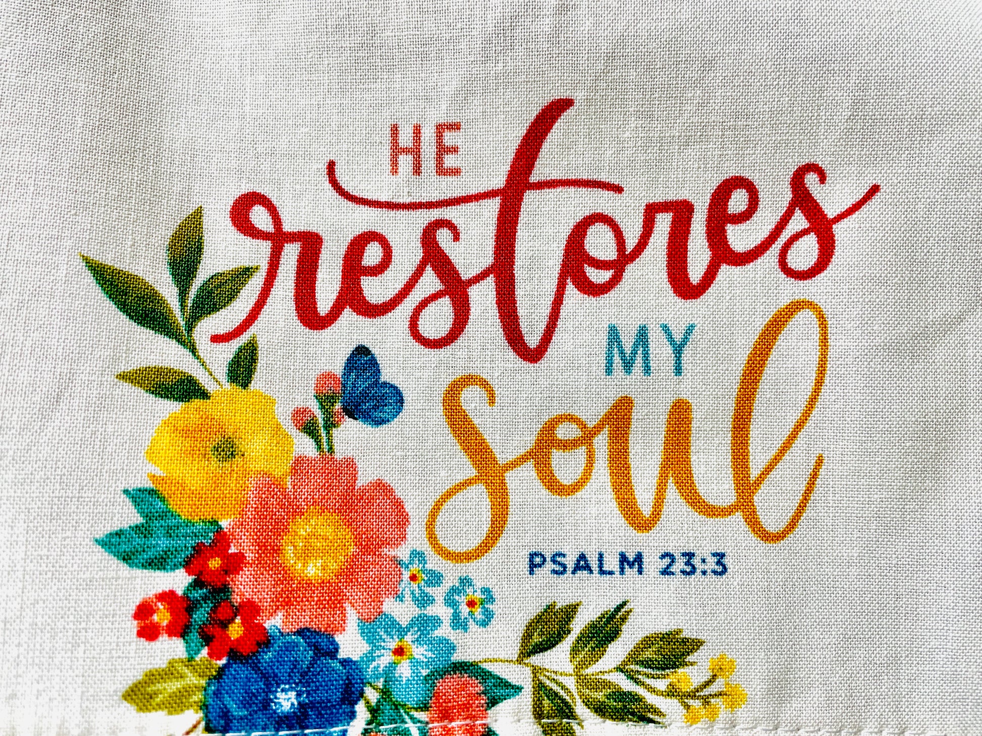 Amanda Bright Designs Faith in God Apron Prayer Thankful Thanks Scripture Restoration Soul Bible Cotton Kitchen Cooking Baking Crafting Crafter Apron Fabric Pattern