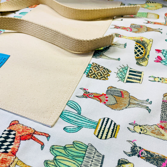 Two Medium Sized Ladies colorful llama apron Isabella