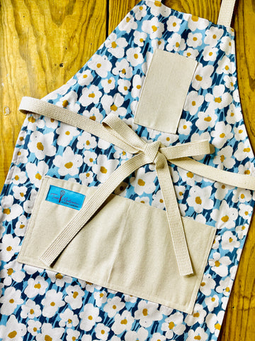 Two Medium Sized Ladies Lexie Kitchen Apron for crafts baking cooking fall seasonal garden floral handmade in Texas