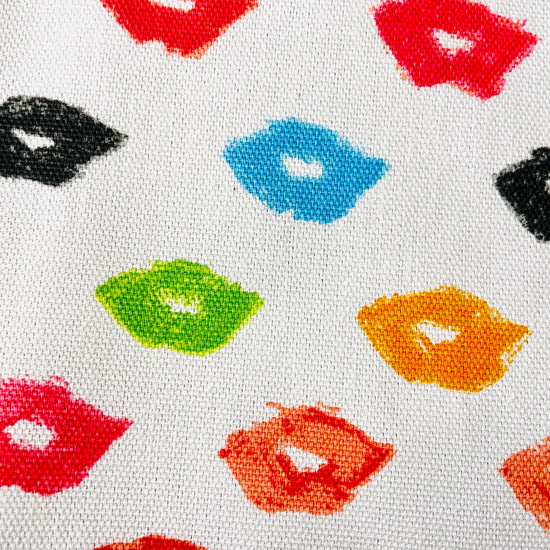 Amanda Bright Designs Marilyn Lipstick Apron Hollywood Glamour Icon red pink orange green blue black pouty lips fabric pattern